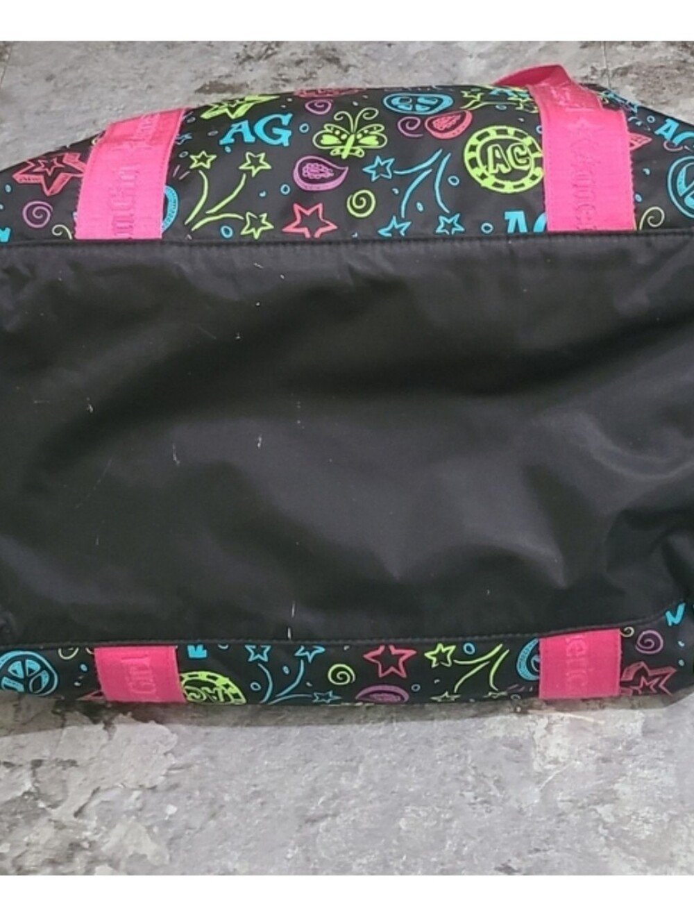 Amercian Girl Doodle Duffel Star Peace Butterfly Print Bag Length 15" Width 20" - Picture 3 of 4